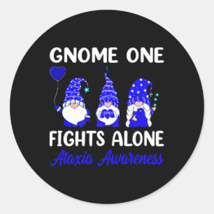 One Fights Alone Blue Ribbon Ataxia Awareness Classic Round Sticker