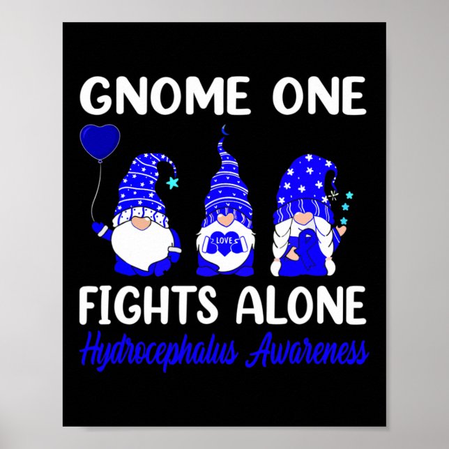 One Fights Alone Blue Ribbon Hydrocephalus Awarene Poster (Front)