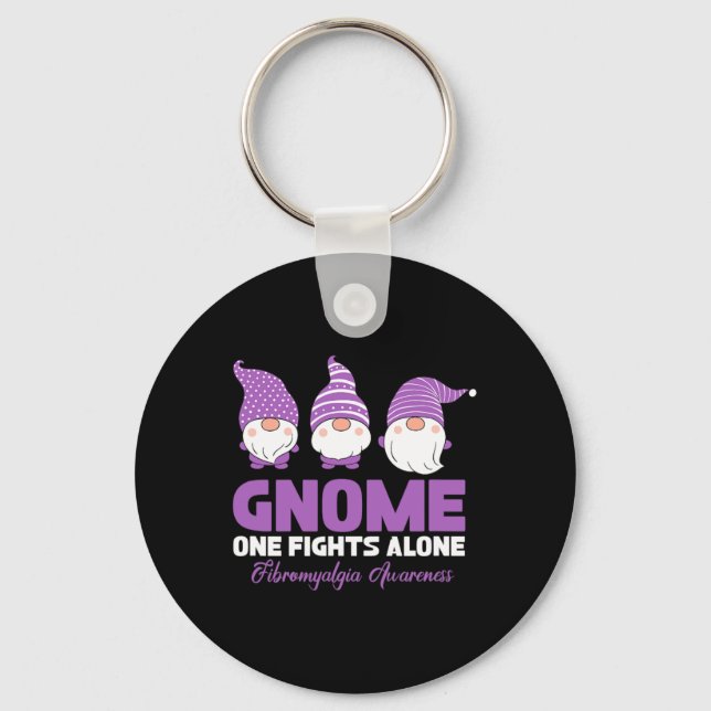 One Fights Alone Fibromyalgia Awareness Fibro Warr Key Ring (Front)