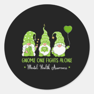 One Fights Alone Green Ribbon Mental Health Awaren Classic Round Sticker
