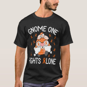 One Fights Alone Leukaemia Awareness Gnome Pun 1 T-Shirt