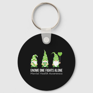 One Fights Alone Mental Health Awareness Green Rib Key Ring
