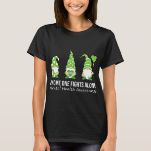 One Fights Alone Mental Health Awareness Green Rib T-Shirt