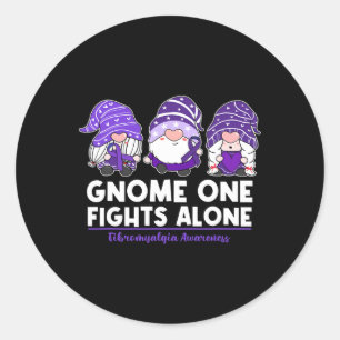 One Fights Alone Purple Ribbon Fibromyalgia Awaren Classic Round Sticker