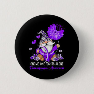 One Fights Alone Ribbon Fibromyalgia Awareness 6 Cm Round Badge