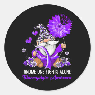One Fights Alone Ribbon Fibromyalgia Awareness  Classic Round Sticker
