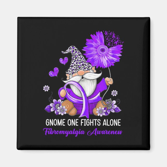 One Fights Alone Ribbon Fibromyalgia Awareness  Magnet (Front)