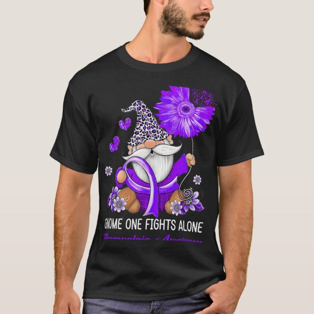 One Fights Alone Ribbon Fibromyalgia Awareness  T-Shirt (Front)
