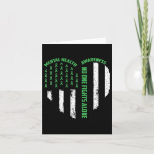One Fights Usa Flag Heart Alone Mental Health Awar Card