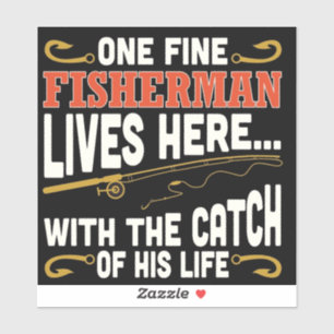 ONE FINE FISHERMEN Custom-Cut Vinyl Sticker