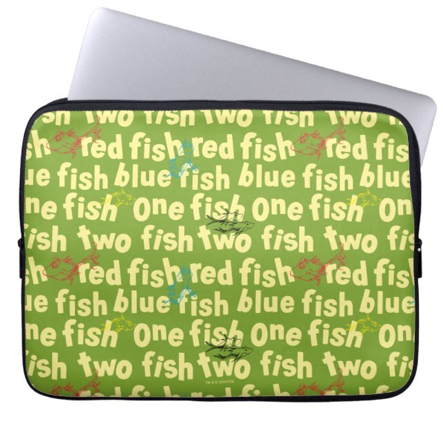 One Fish Two Fish Typography Pattern Laptop Sleeve (Front)