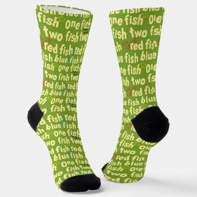 One Fish Two Fish Typography Pattern Socks (Angled)