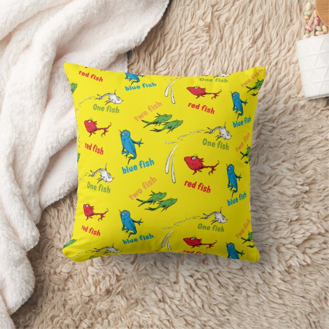 One Fish Two Fish Yellow Pattern Cushion (Blanket)