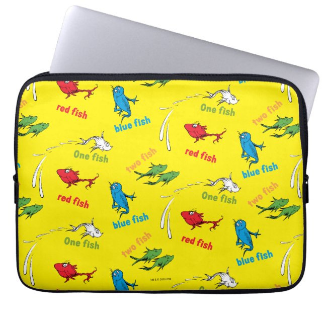 One Fish Two Fish Yellow Pattern Laptop Sleeve (Front)