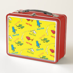 One Fish Two Fish Yellow Pattern Metal Lunch Box