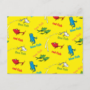 One Fish Two Fish Yellow Pattern Postcard