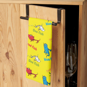 One Fish Two Fish Yellow Pattern Tea Towel