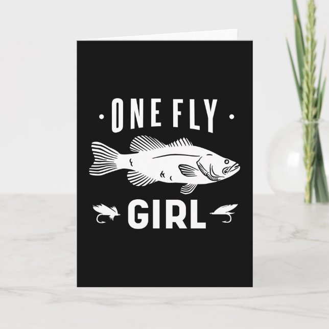 One Fly Girl Funny Womens Fishing Gift Card (Front)