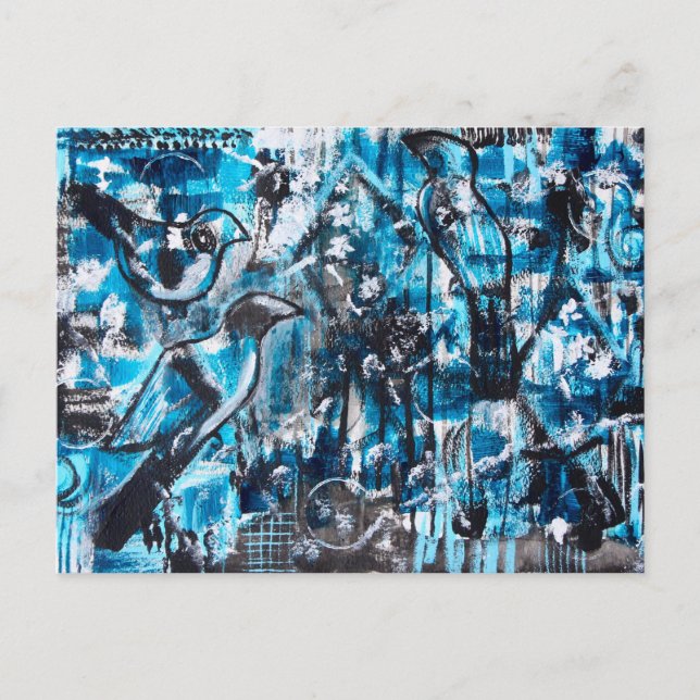 "One for Sorrow, Two for Joy" Acrylic Art Postcard (Front)