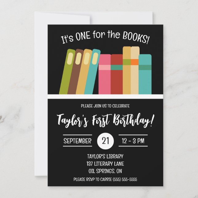 One for the Books! Kids' First Birthday Party  Invitation (Front)