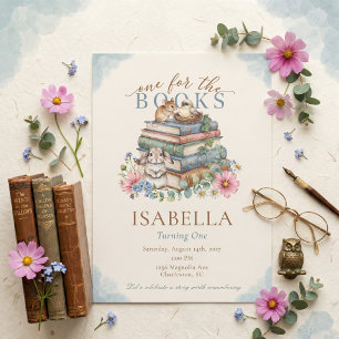 One For The Books Storybook Library 1st Birthday Invitation