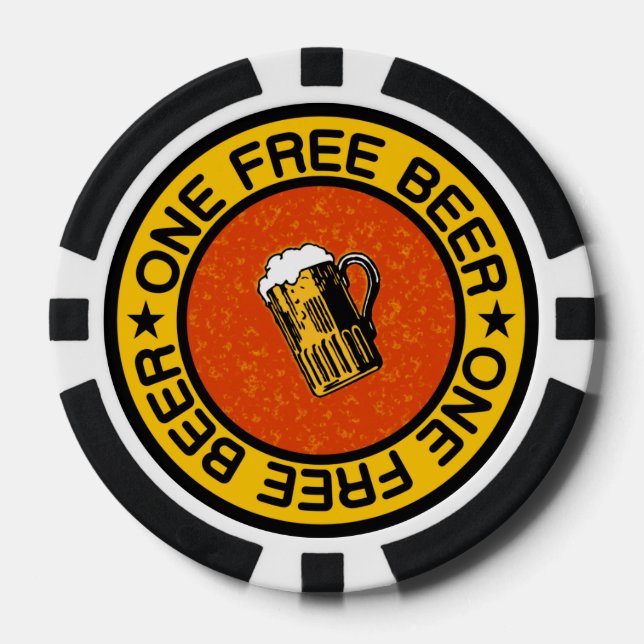 ONE FREE BEER custom bar / pub drink chips (Front)