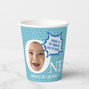 ONE   Funny boy's birthday party Paper Cups