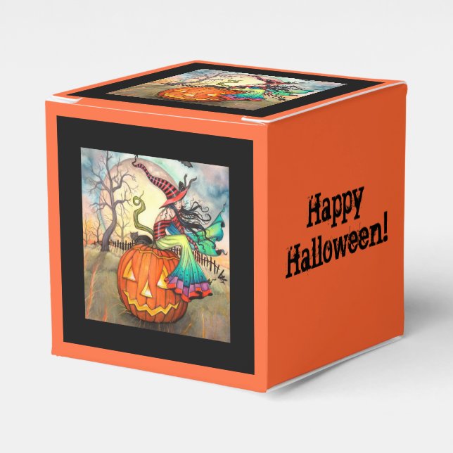One Giant Pumpkin Witch Cat Halloween Favour Box (Front Side)