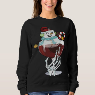 One Glass of Red Wine Santa Hat Snowman Christmas Sweatshirt