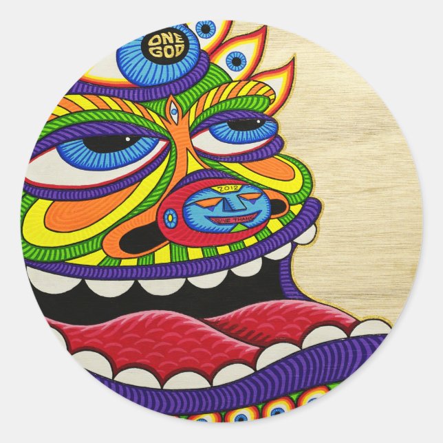 One God Classic Round Sticker (Front)