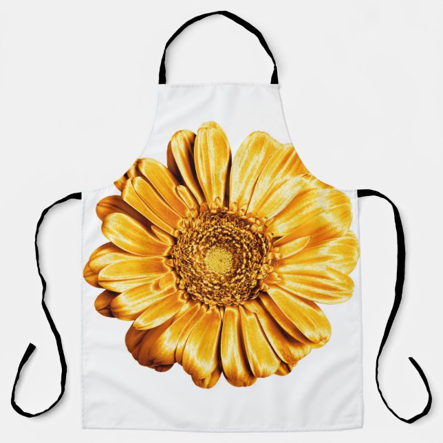 One golden gerbera flower white background isolate apron (Front)