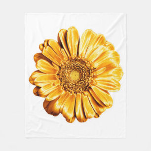 One golden gerbera flower white background isolate fleece blanket