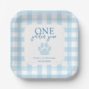 One Golden Year Golden Retriever Boys Birthday Paper Plate