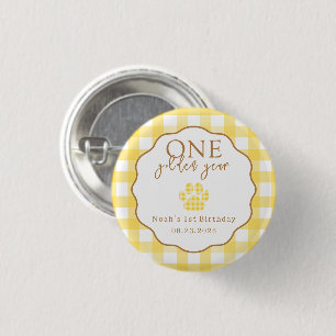 One Golden Year Paw Print First Birthday Party 3 Cm Round Badge