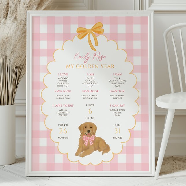 One Golden Year Puppy Dog 1st Birthday Milestone  Poster (Creator Uploaded)