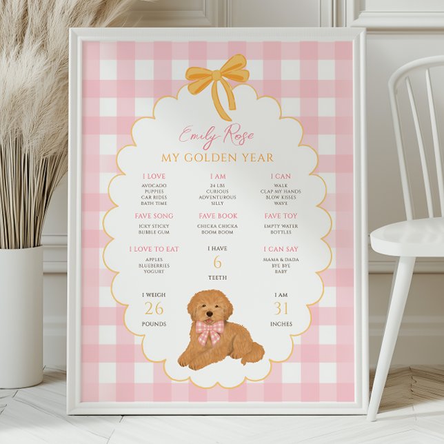 One Golden Year Puppy Dog 1st Birthday Milestone  Poster (Creator Uploaded)