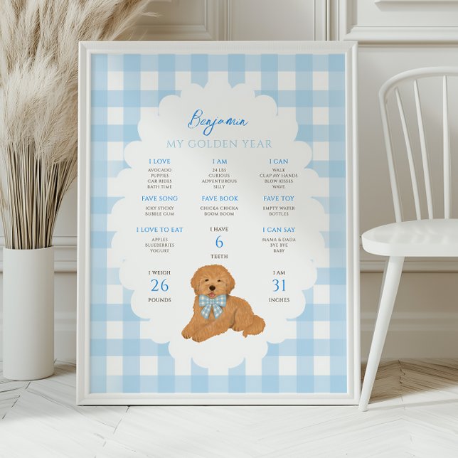 One Golden Year Puppy Dog 1st Birthday Milestone  Poster (Creator Uploaded)