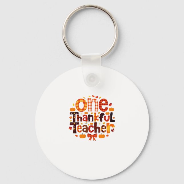 One Grateful Teacher Autumn Thanksgiving Pumpkin C Key Ring (Front)