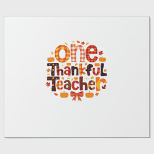 One Grateful Teacher Autumn Thanksgiving Pumpkin C Wrapping Paper