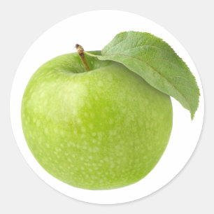 One green apple classic round sticker