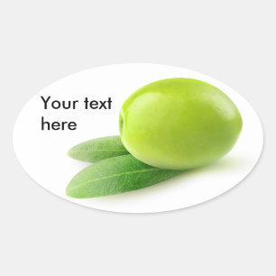 One green olive oval sticker