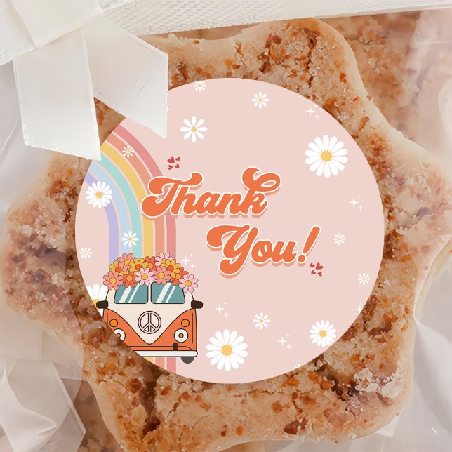 One Groovy 1st Birthday Party Classic Round Sticker (Creator Uploaded)