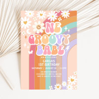 One Groovy Babe Daisy Rainbow Retro 1st Birthday