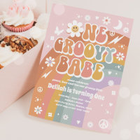 One Groovy Babe Peace Love Party Rainbow Birthday