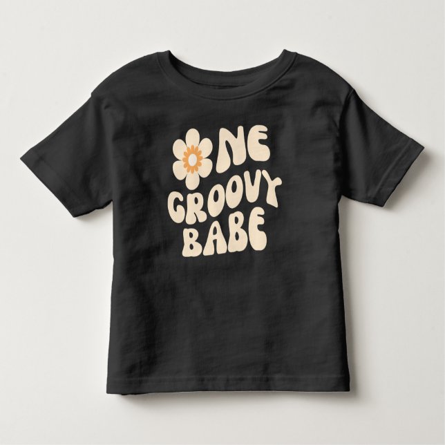 One Groovy Babe Retro Daisy 70s Birthday Girl Baby Toddler T-Shirt (Front)