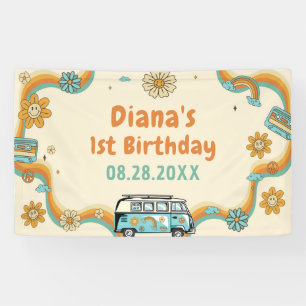 One Groovy Babe Retro Rainbow 1st Birthday Banner