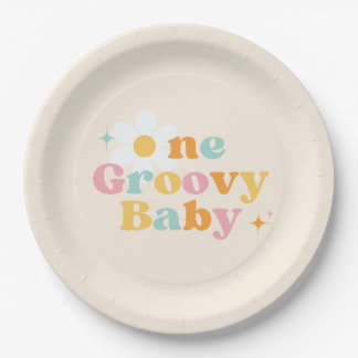 One Groovy Baby 1st Birthday Party Paper Plate