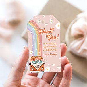 One Groovy Girl Retro Rainbow 1st Birthday Gift Tags