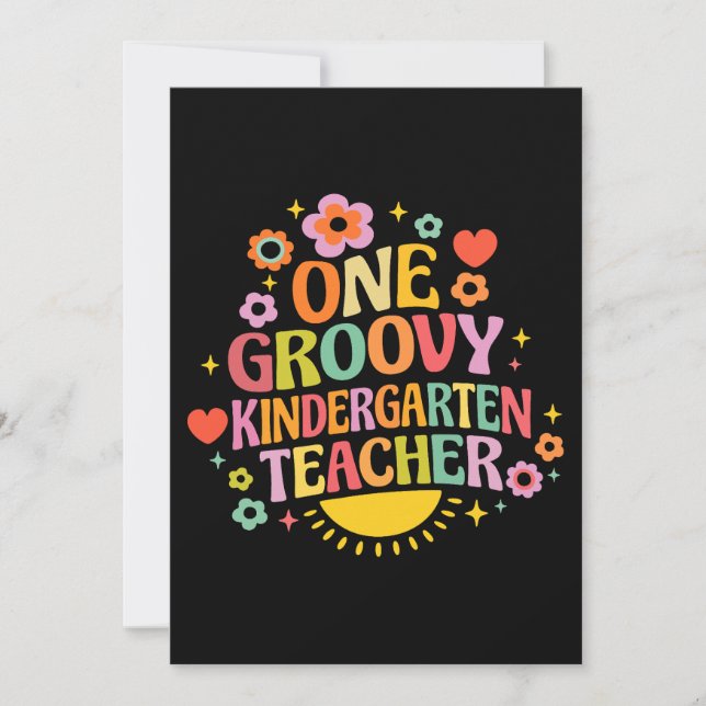 One groovy kindergarten teacher invitation (Front)