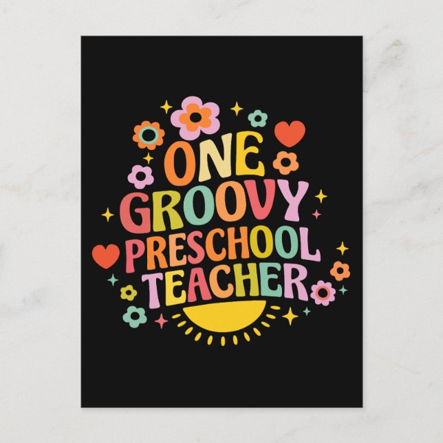 One groovy preschool teacher postcard (Front)